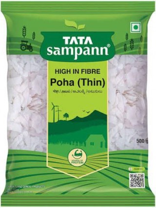 Tata Sampann White Poha - Thin/High In Fibre (  Atukulu ), 500g