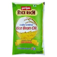 Priya Refined Rice Bran Oil, 1L Pouch