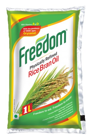 Freedom Rice Bran Physically Refined Oil, 1 L Pouch