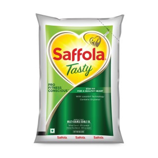 Saffola Tasty Refined Cooking oil | Blended Rice bran & Corn oil | Pro Fitness Conscious, 1L