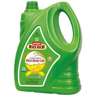 Priya Rice Rich Fortified & Refined Rice Bran Oil - Contains Natural Oryzanol, 5L